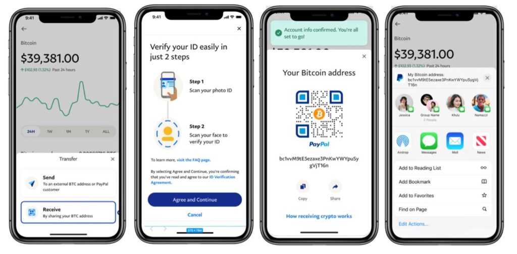 In-App Images of PayPal’s Crypto Section