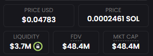 Current tokenomics on DexScreener