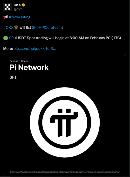 Pi Listing on OKX