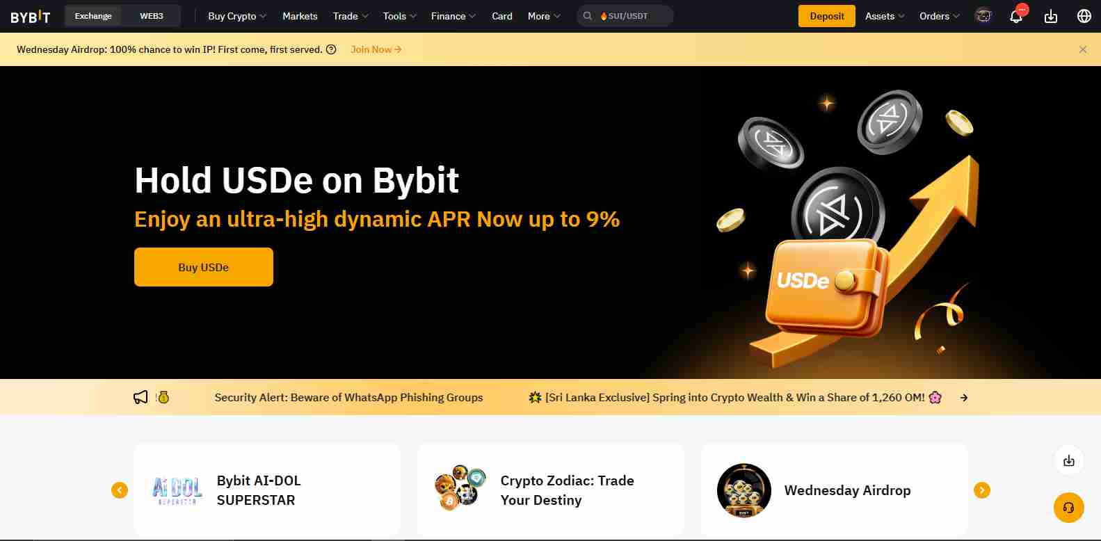 The Bybit homepage | Source: Bybit