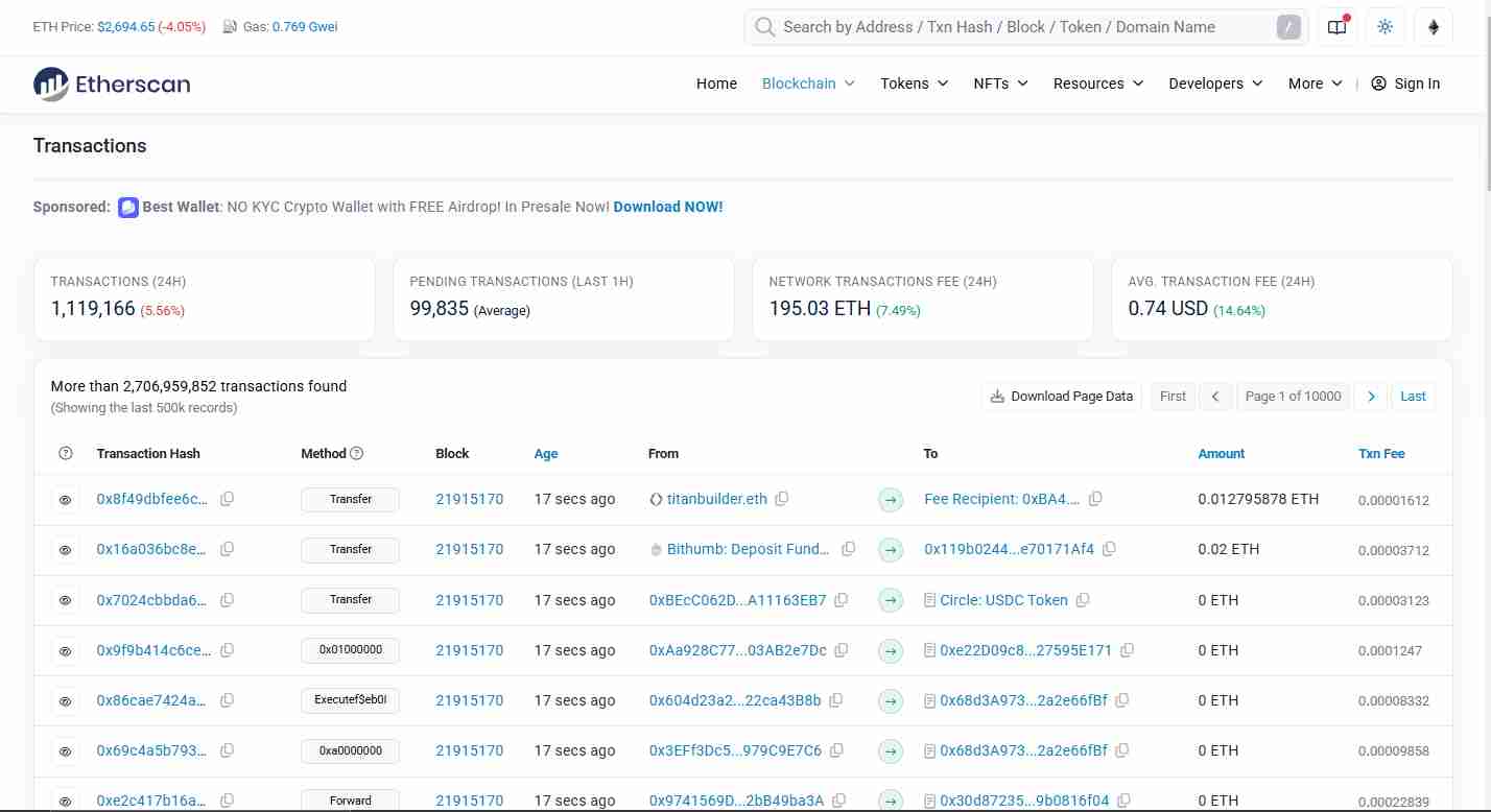 The transaction interface | Source: Etherscan