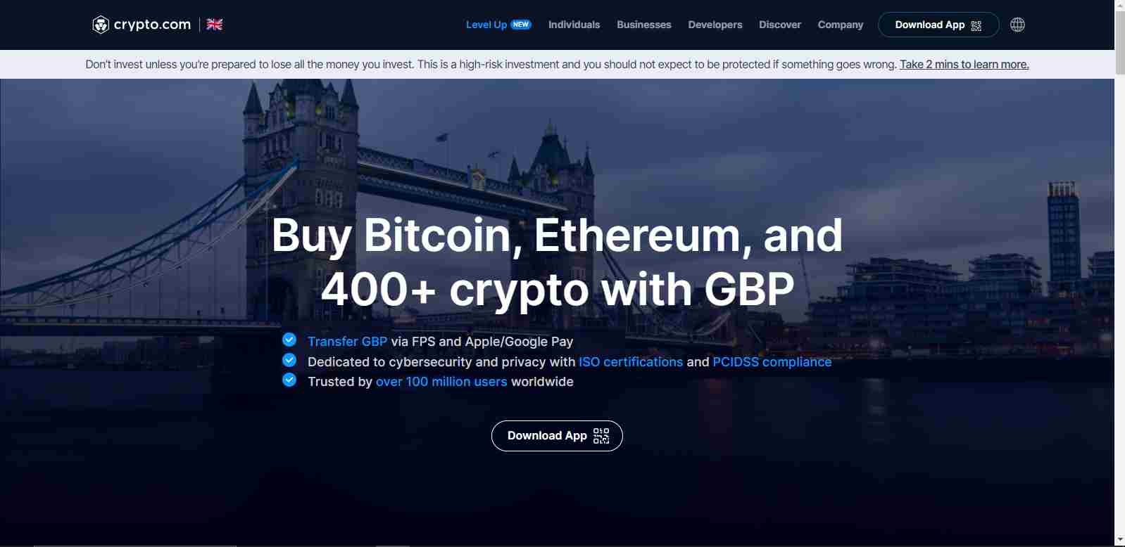 The Crypto.com interface | Source: Crypto.com