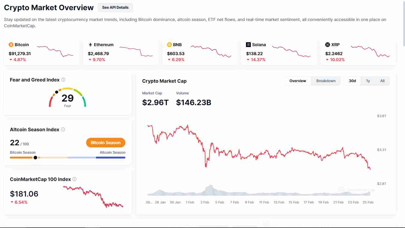 The total crypto market overview | Source: CoinMarketCap