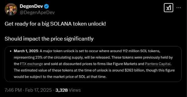 The upcoming Solana unlock | Source: Twitter