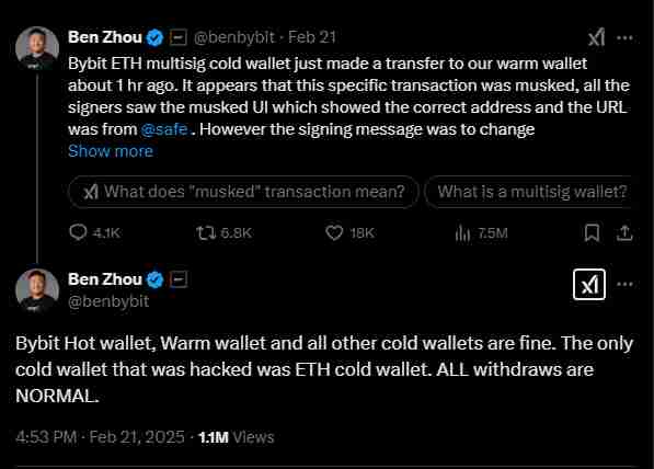 The hacked exchange and stolen funds | Source: Twitter