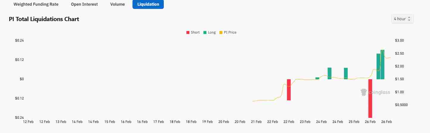 The Pi coin liquidations  | Source: Coinglass