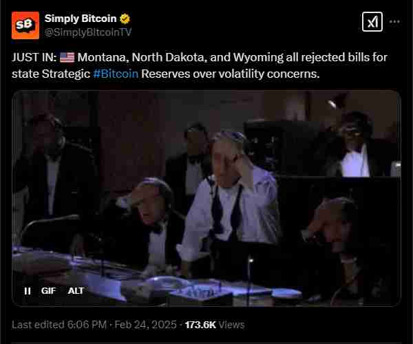 Bitcoin reserve bills rejected so far | Source: Twitter