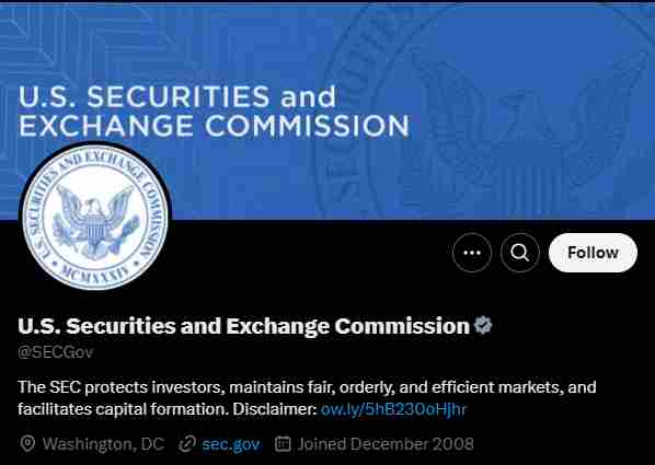 The SEC on Twitter | Source: Twitter | Crypto