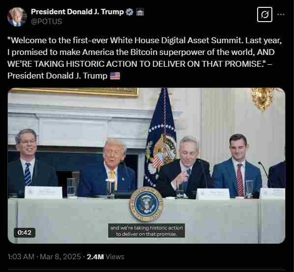 The US’ crypto summit | Source: Twitter