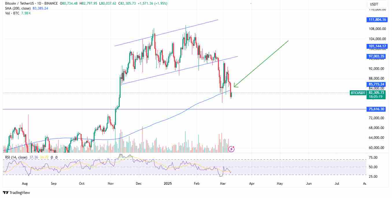 Bitcoin lost its 200-day SMA | Source: TradingView