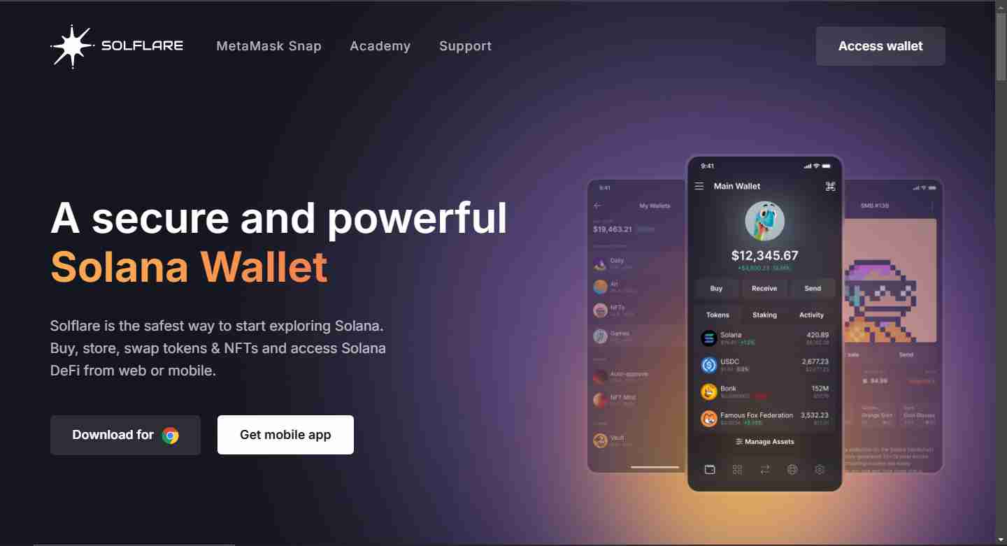 The Solflare wallet | Source: Solflare